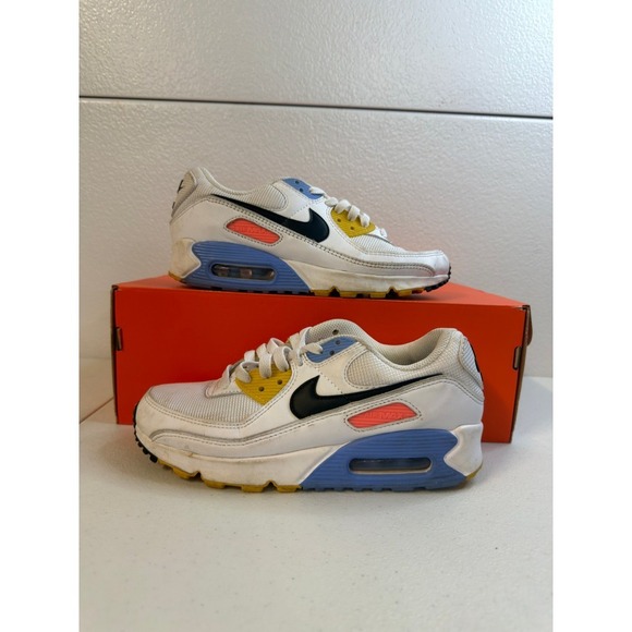 Nike Shoes - Nike Air Max 90 White Multi Color Psychic Blue 7W #2404
